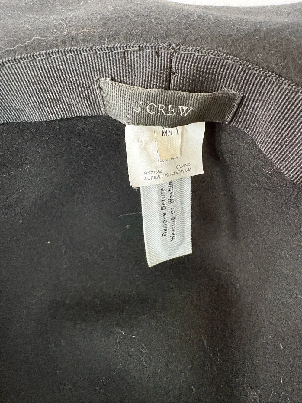 J.Crew 100% Wool Felt Hat M-L Black Floppy Boho Wide‎ Brim South Western Cowgirl
